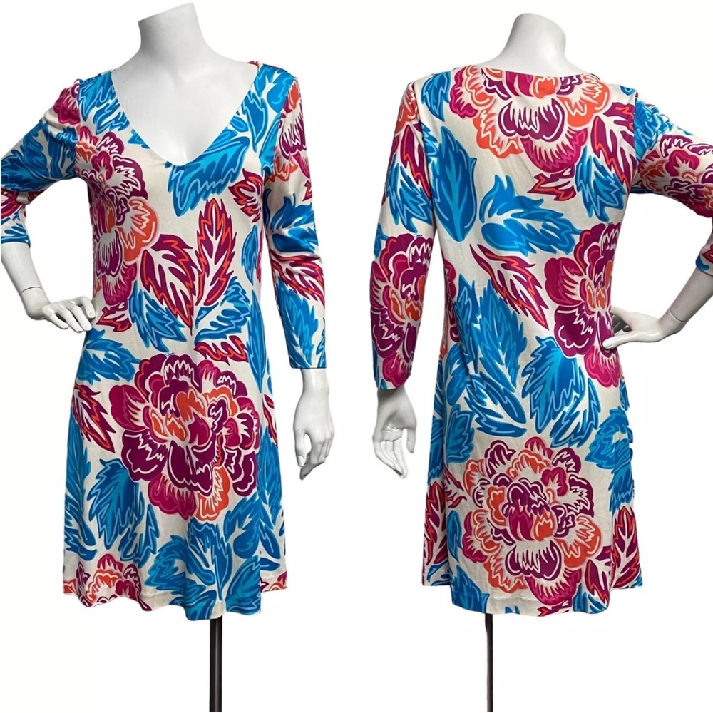 DVF Diane von Furstenberg Shift KADEN SILK DRESS 2 Floral Knit Vacation Cruise